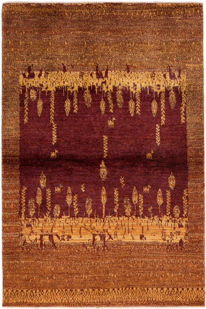 Loribaft Tappeto 110x160 Rosso (Iran) Annodato A Mano
