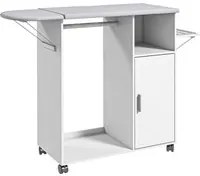 Asse da Stiro con Mobile 107x42,5x99 cm con Piano dAppoggio e 3 Ripiani Bianco