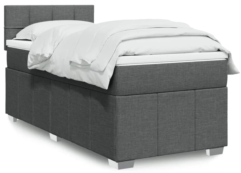 Giroletto A Molle Con Materasso Grigio Scuro 90x190 Cm Tessuto /