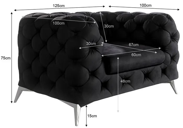 Poltrona nera con rivestimento in velluto Chelsea – Ropez