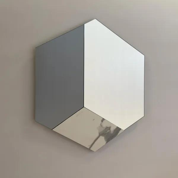 Specchio moderno 70x80 cm effetto marmo bianco e vetro fumč - OLIVER
