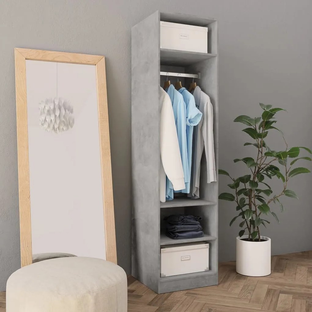 Armadio Grigio Cemento 50x50x200 Cm İn Legno Multistrato /