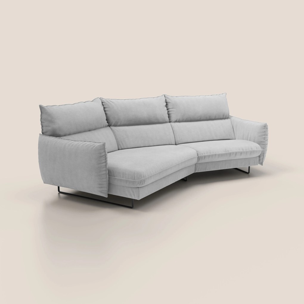 Monamour divano moderno angolare con opzione relax elettrico in microfibra smacchiabile impermeabile T11 grigio chiaro