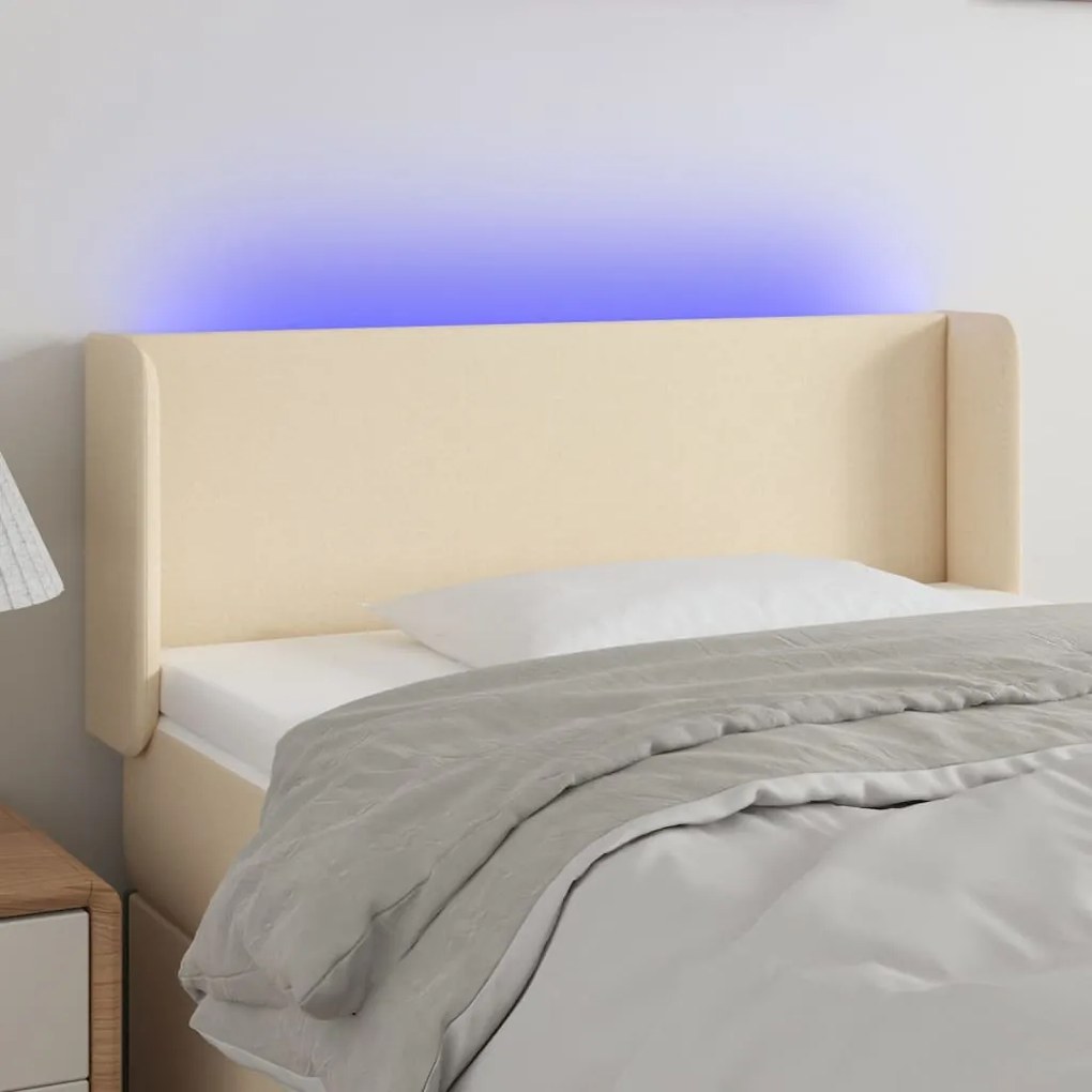 Testiera A Led Crema 93x16x78/88 Cm İn Tessuto /