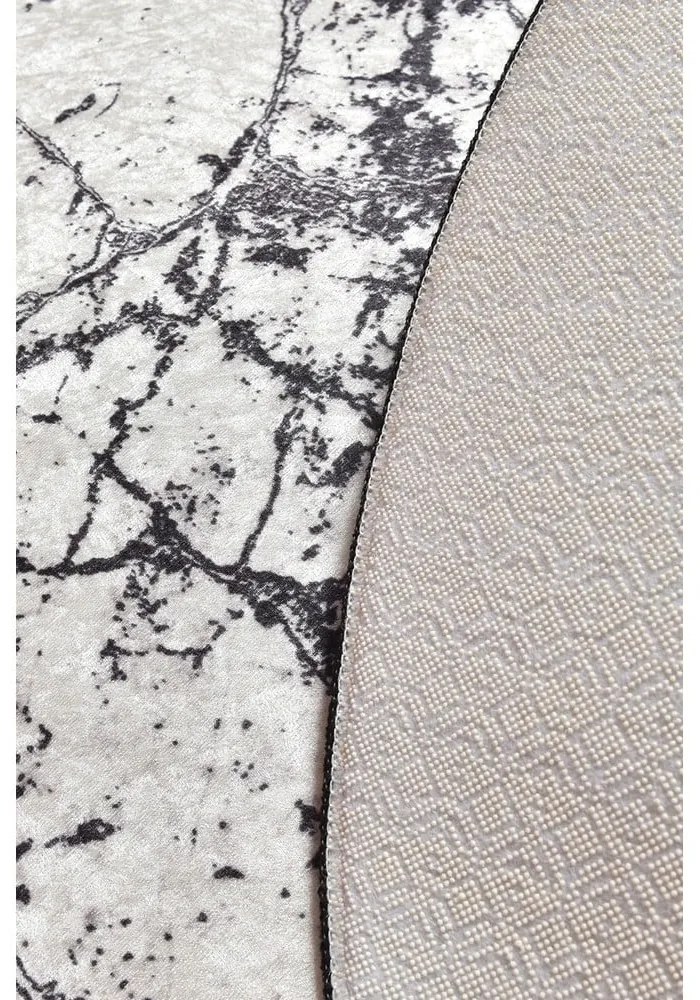 Tappeto da bagno Marble Circle bianco e nero, ø 100 cm - Foutastic