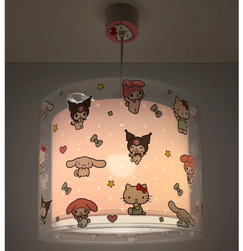 Dalber 41252 - Lampadario per bambini HELLO KITTY&FRIENDS 1xE27/15W/230V rosa