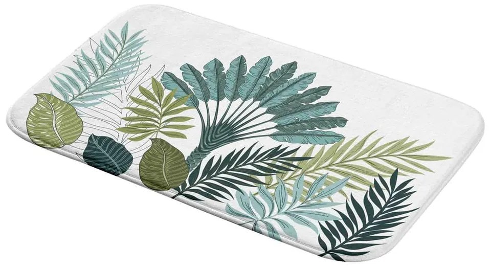 Tappetino per il bagno bianco/verde 45x75 cm Panazio – douceur d'intérieur