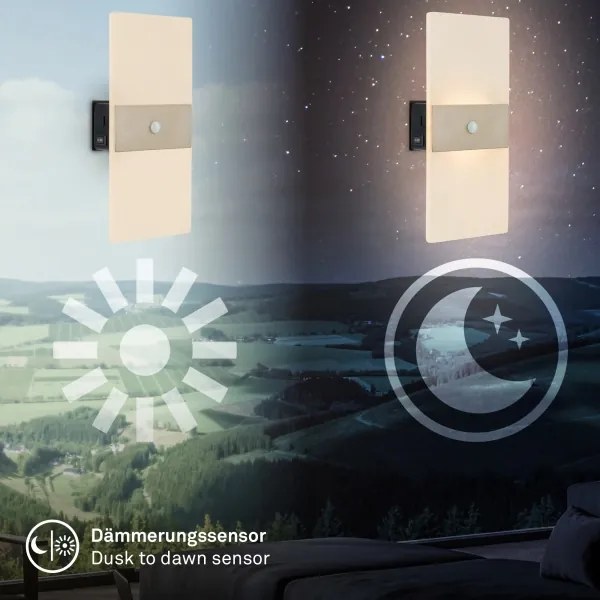 Briloner 3888012 - Lampada LED da parete ricaricabile con sensore AURA LED/2,5W/5V 1800 mAh opaca