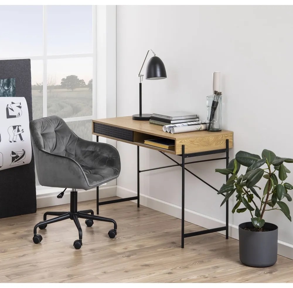 Sedia da ufficio grigia con superficie in velluto Brooke - Actona