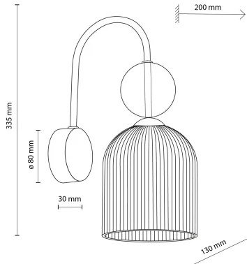 SOPHIA Applique 1xE14/10W/230V nero/smoked beige