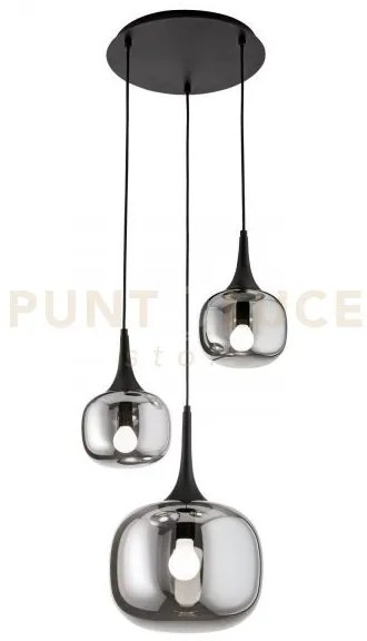 Lampadario a sospensione jaipur fume' e nera 1 luce attacco e27+2 l...