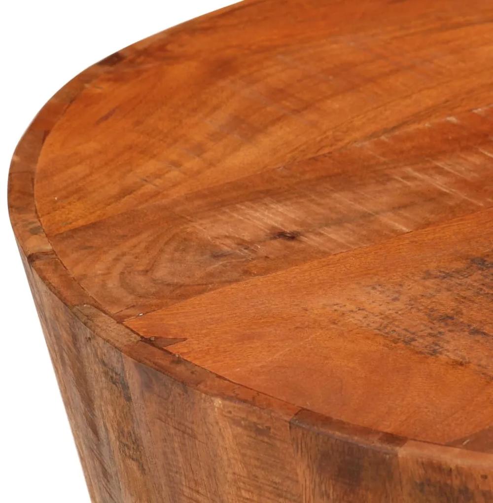 Tavolino da salotto Ø52x30 cm legno grezzo massello di mango