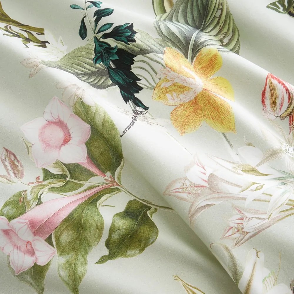 Biancheria da letto verde chiaro in cotone per letto singolo 135x200 cm Exotic Floral – RHS