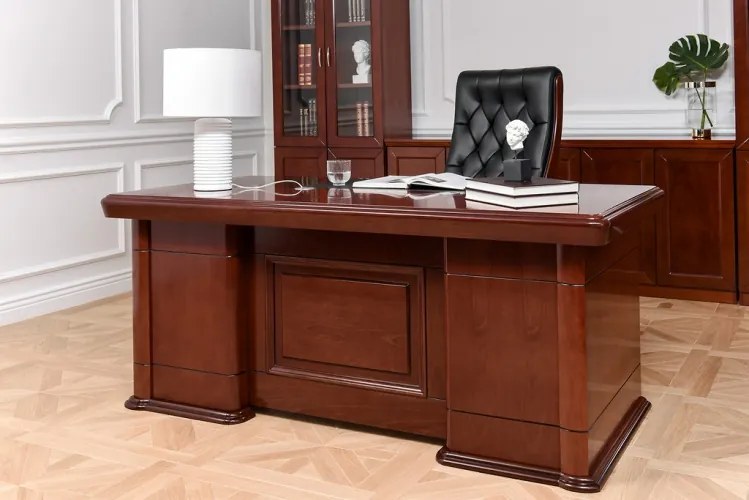 Scrivania presidenziale ufficio 180 cm in legno marrone noce PRESTIGE B630-Arrediorg.it