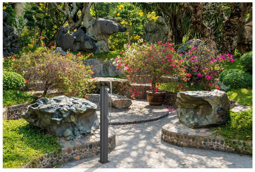 Fontana a colonna JG185/7016 in alluminio H 115 cm, 18.5 x 20 cm