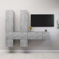 Set Porta TV 7 pz Grigio Cemento in Truciolato 3079138