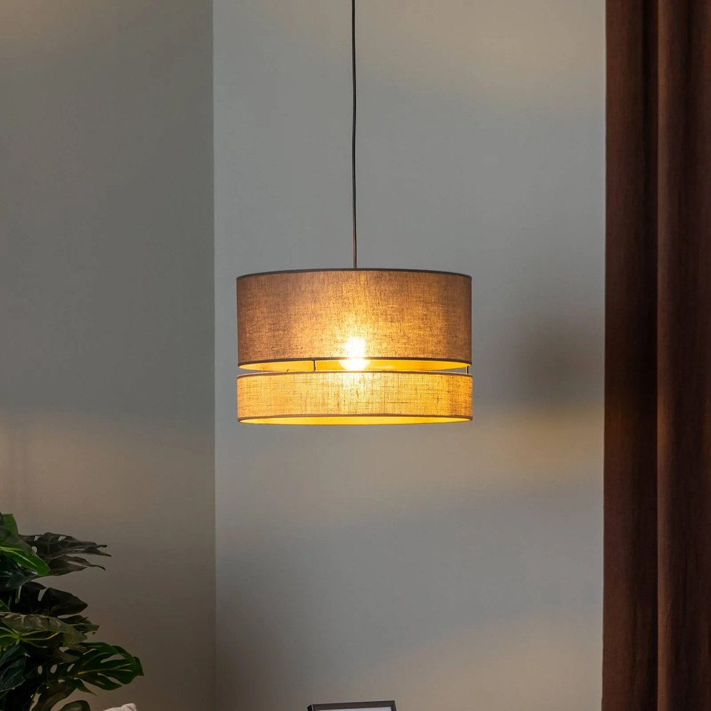 Euluna Levo lampada a sospensione, Ø 40 cm, juta/marrone terra