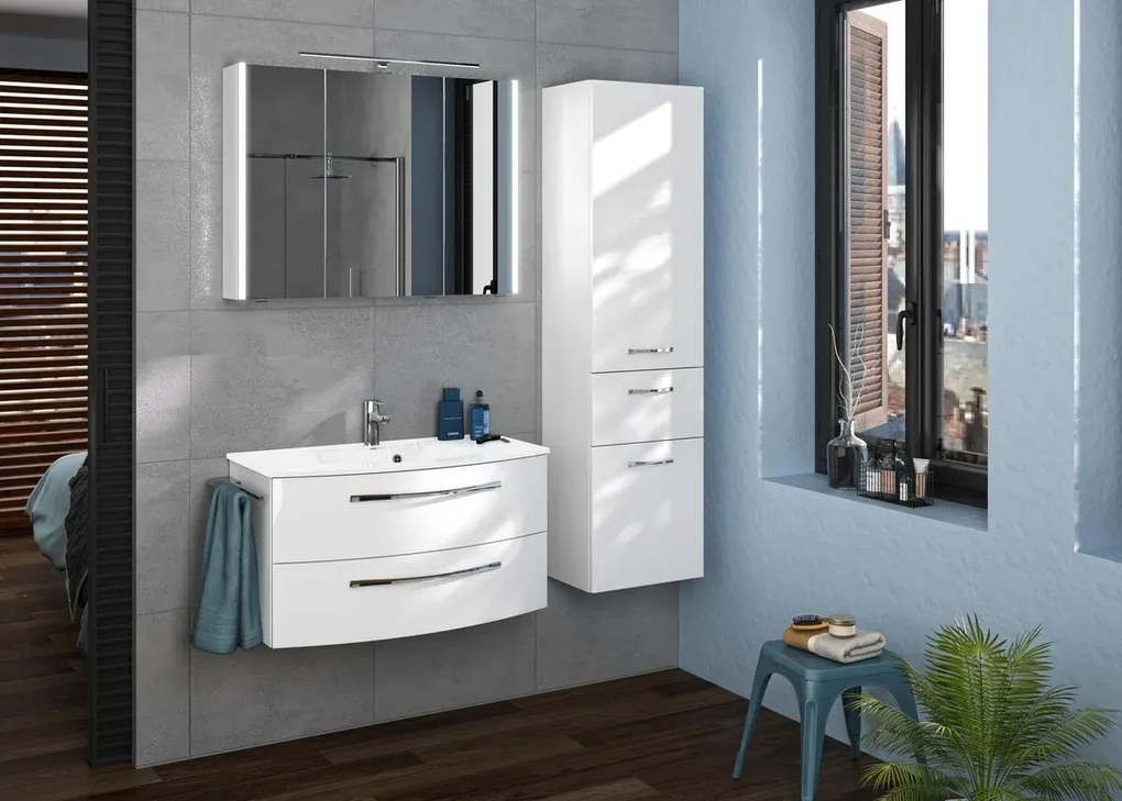 Mobile sottolavabo e lavabo Imagine bianco lucido L 90 x H 48 x P 48 cm 1 vasca 2 cassetti