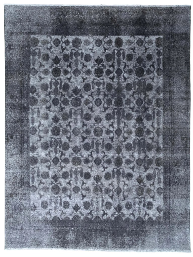 Tabriz Tappeto 370x280 Nero (Iran) Annodato A Mano