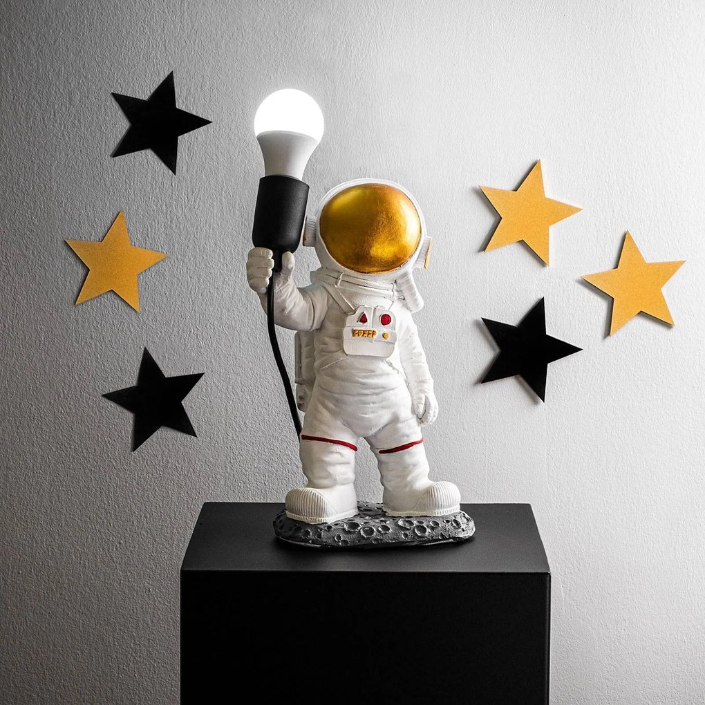 Opviq Lampada da tavolo Astronaut-1, bianca, poliestere, altezza 32 cm