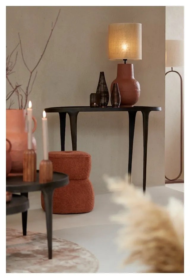 Sgabello in tessuto bouclé arancione Leyla - Light &amp; Living