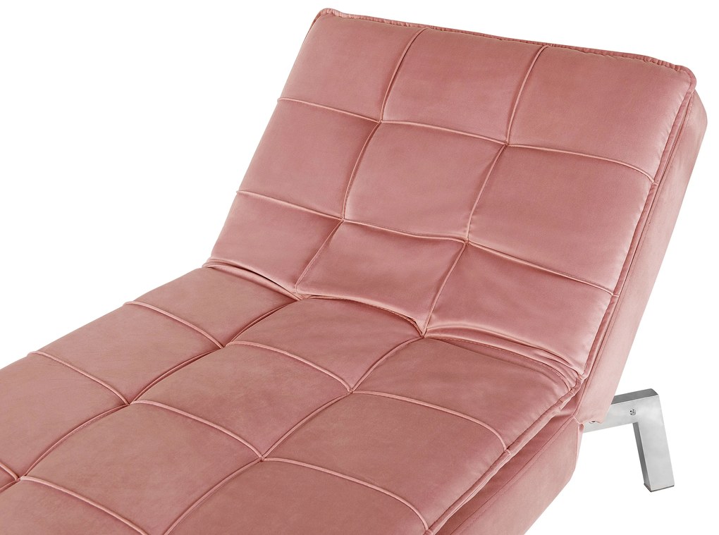 Chaise longue reclinabile in velluto rosa LOIRET Beliani