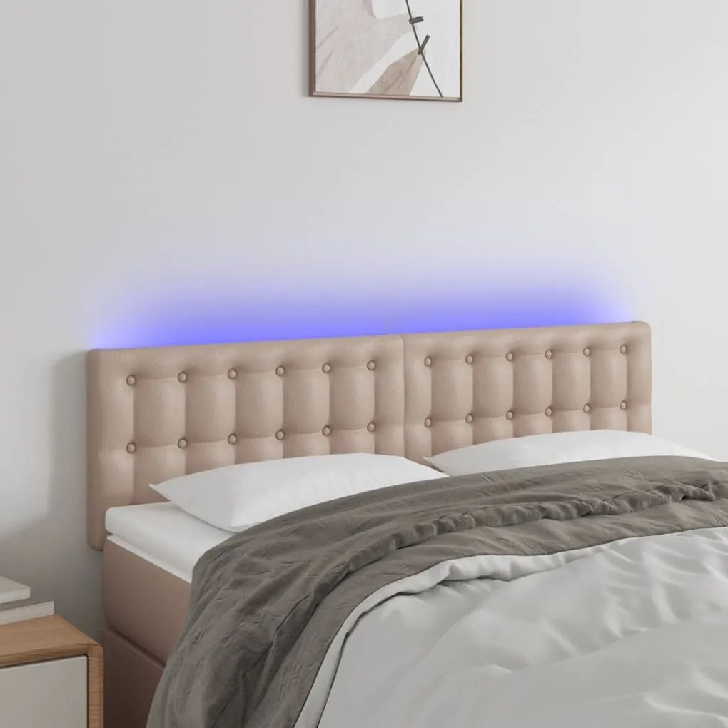 Testiera Cappuccino A Led 144x5x78/88 Cm İn Similpelle /