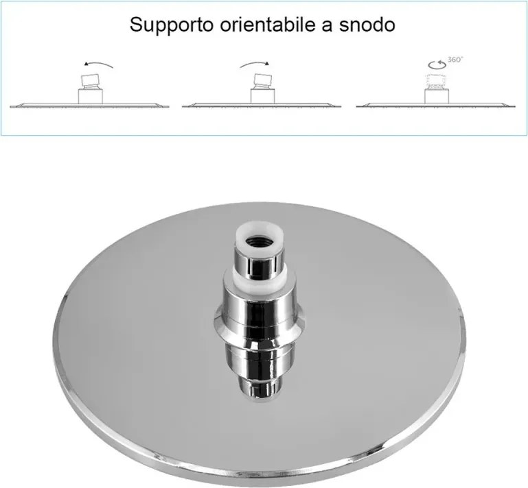 Set doccia con soffione in ABS e braccio estendibile 35-50 cm in ottone cromato