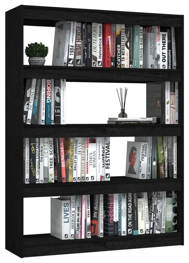 Libreria/divisorio nero 100x30x135,5 cm in legno di pino