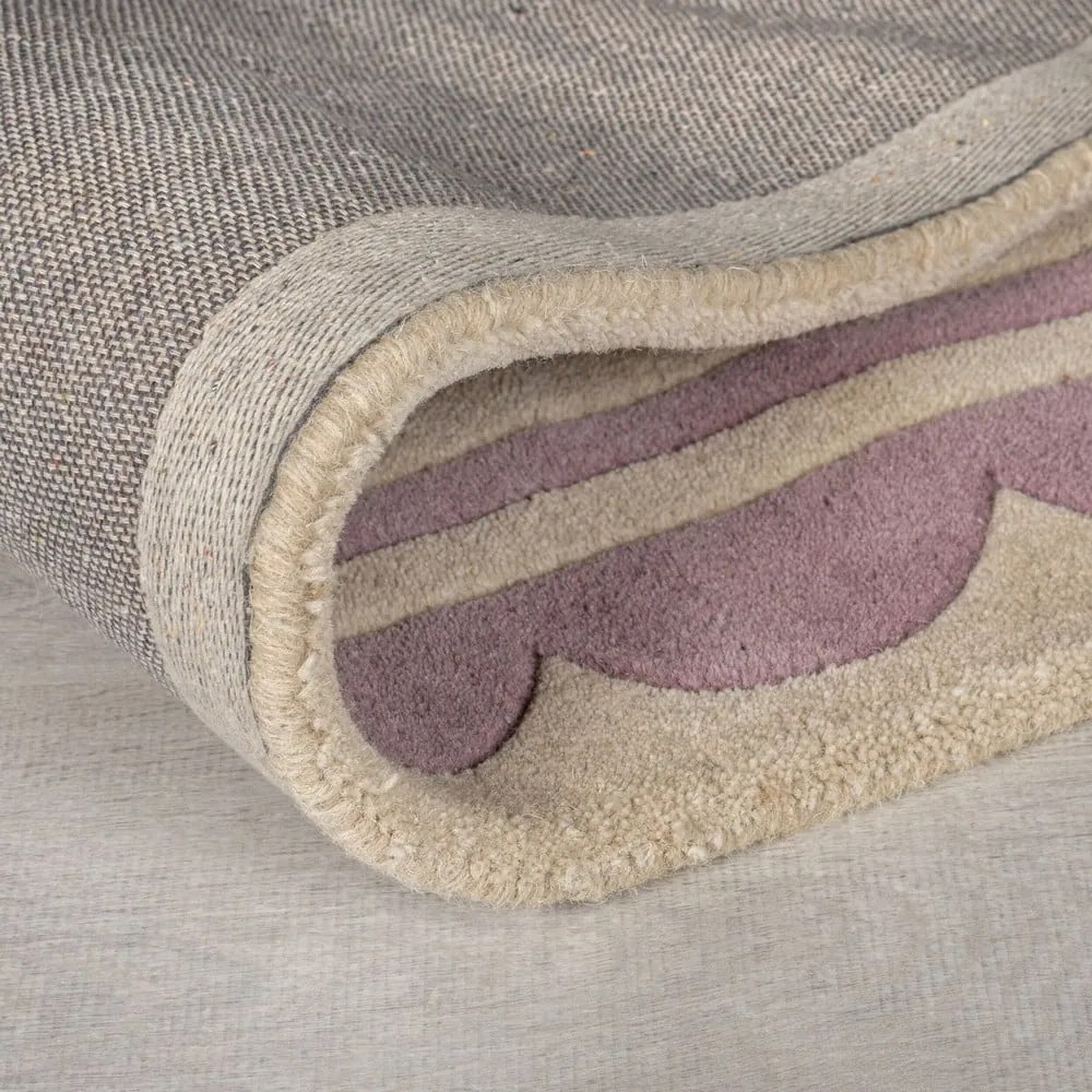 Tappeto in lana tessuto a mano di colore viola-naturale 160x230 cm Lois Scallop - Flair Rugs