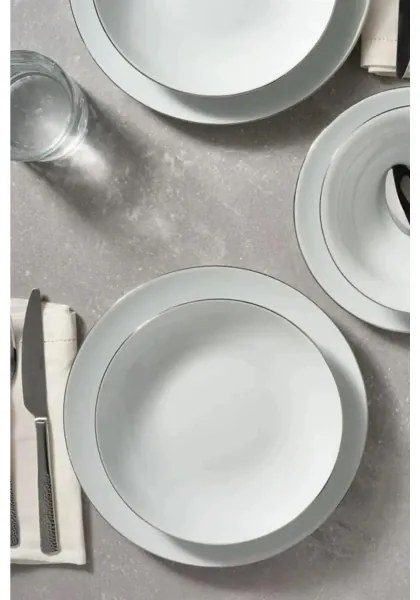 Set da tavola 8 pezzi, bianco/argento, in porcellana