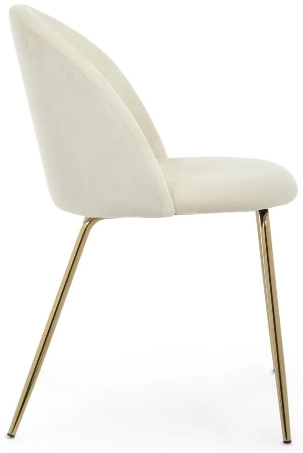 Set di 4 sedie TANYA in velluto bianco e base oro