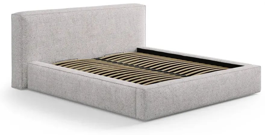 Letto matrimoniale imbottito beige con contenitore con rete inclusa 140x200 cm Simon Olivia – Micadoni