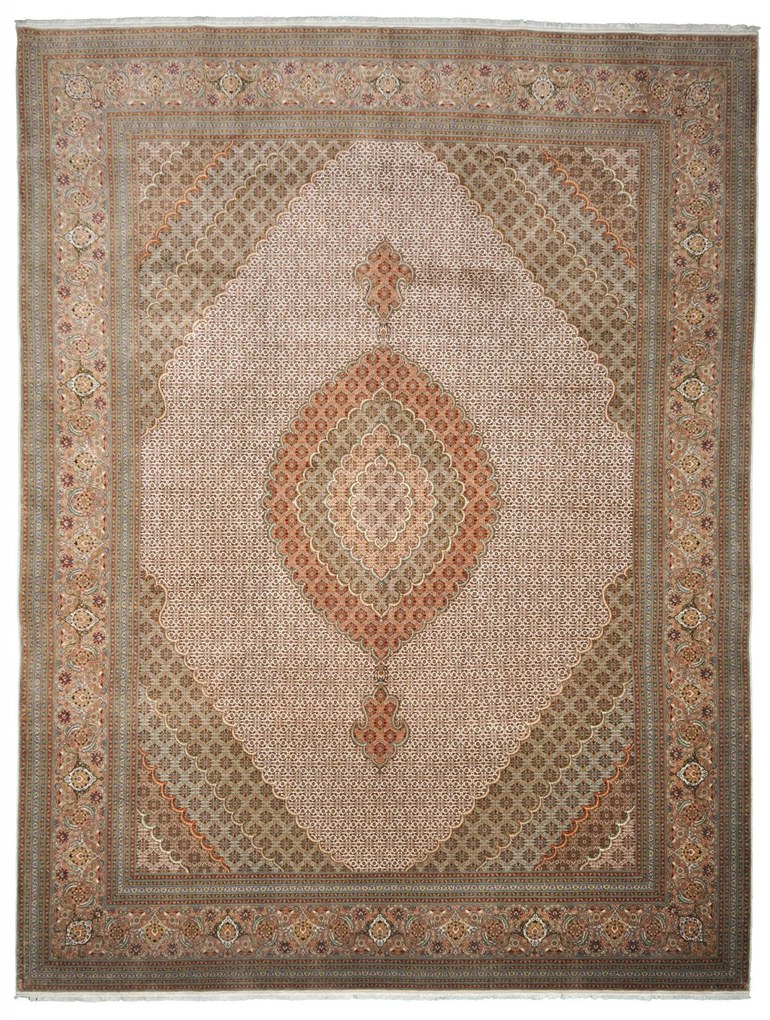Tabriz Tappeto 390 x 300 Beige (Iran) Annodato A Mano