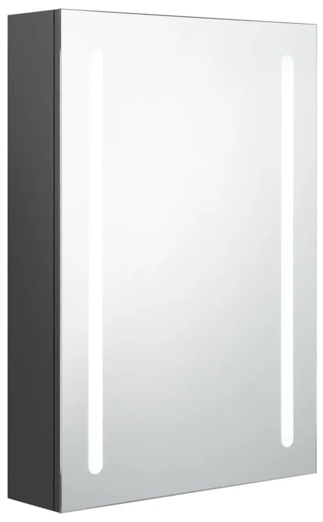 Armadietto bagno con specchio e led grigio 50x13x70 cm