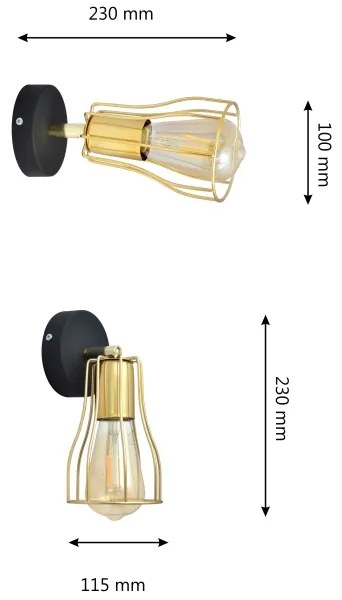 Faretto da parete TUBE 1xE27/15W/230V oro/nero