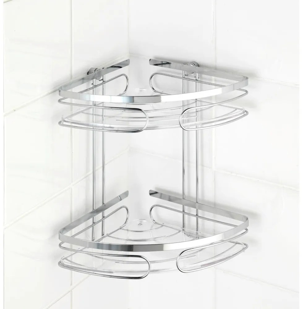 Mensola da bagno da parete e angolare argentata in acciaio inox Premium – Wenko