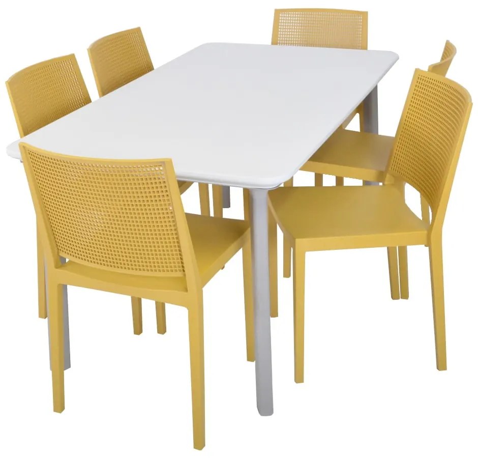 Sedia da giardino in plastica gialla Grid - Rojaplast