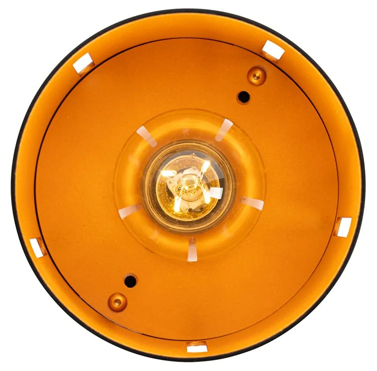 Plafoniera di design nera con interno dorato - Yana