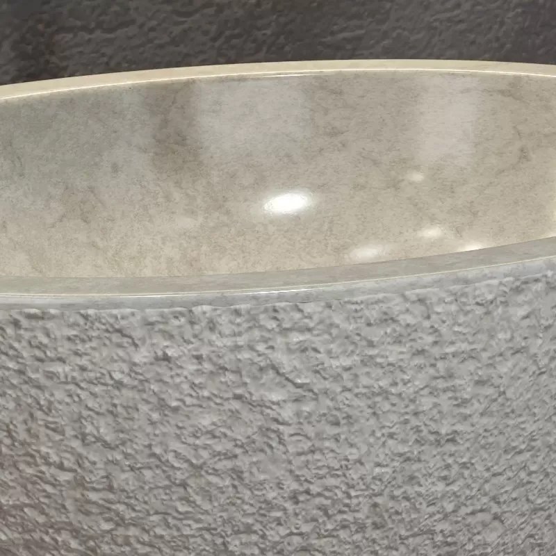 Lavabo bagno in marmo bocciardato colore crema 45cm Litos-LBC40 - KAMALU