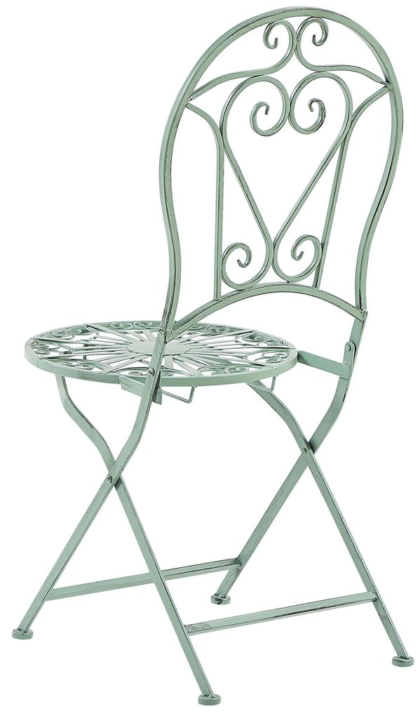 Set da balcone con 2 sedie ed un tavolo pieghevoli in metallo verde TRENTO Beliani