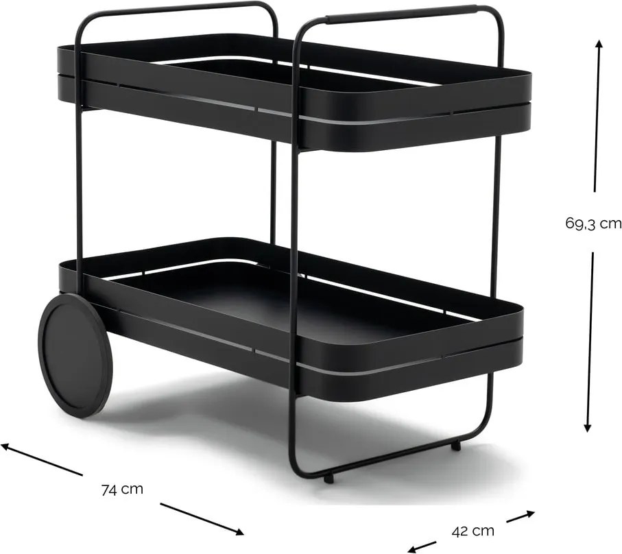 Tavolino da servizio in metallo su ruote 74x42 cm Gin &amp; Trolley – Spinder Design