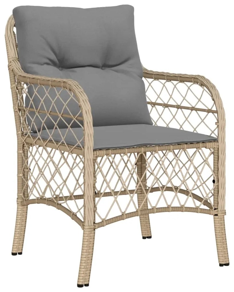 Set da bistrò 3 pz con cuscini beige misto in polyrattan