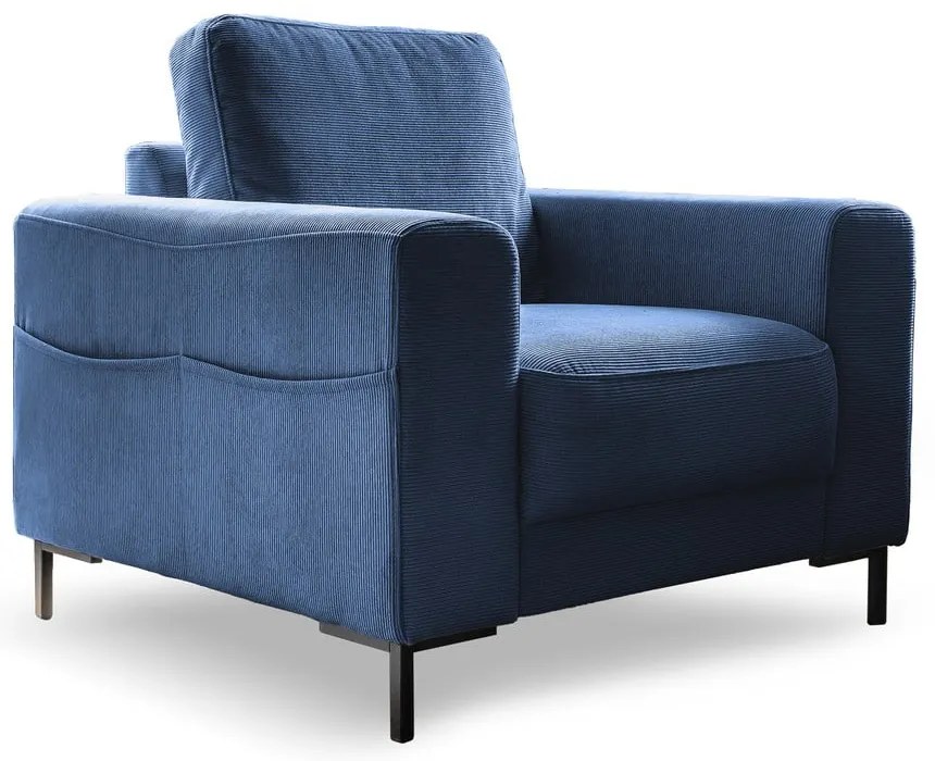 Poltrona in velluto a coste blu scuro Lofty Lilly - Miuform