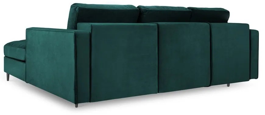 Divano letto angolare in velluto verde petrolio, angolo destro Santo - Milo Casa