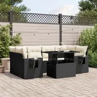 Set Divani da Giardino con Cuscini 7pz Nero Polyrattan 3267756