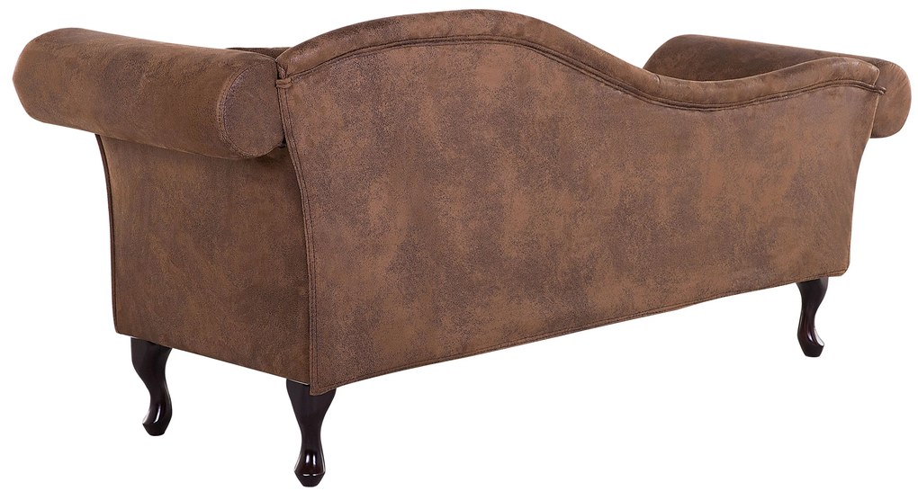 Chaise longue in scamosciato sintetico marrone destra LATTES Beliani