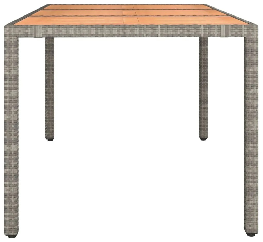 Tavolo giardino piano legno grigio polyrattan e massello acacia