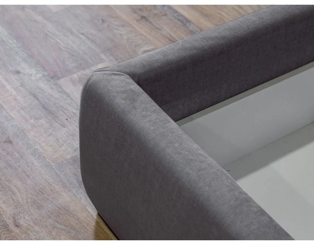 Letto matrimoniale imbottito grigio scuro con contenitore con griglia 160x200 cm Jade - Bobochic Paris