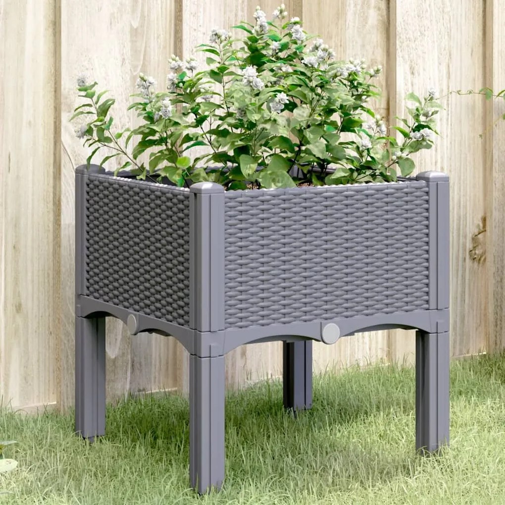 Fioriera Da Giardino Con Gambe Grigio Blu 40x40x42 Cm İn Pp /